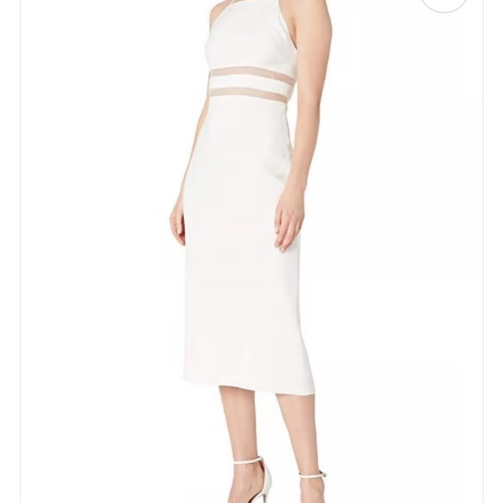 BCBGMaxAzria White One Shoulder Cut Out Dress